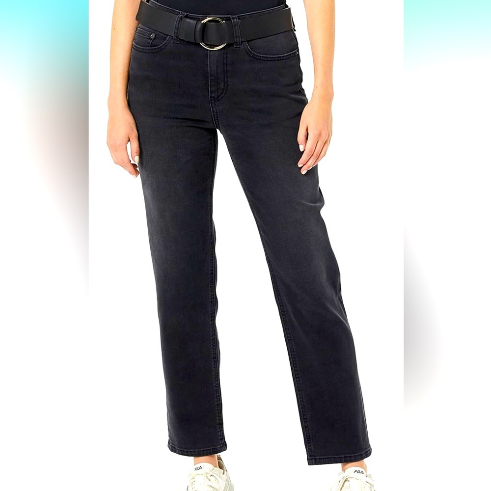 NWT Amazon Essentials Women’s High Rise Straight Jeans Washed Black Size 18